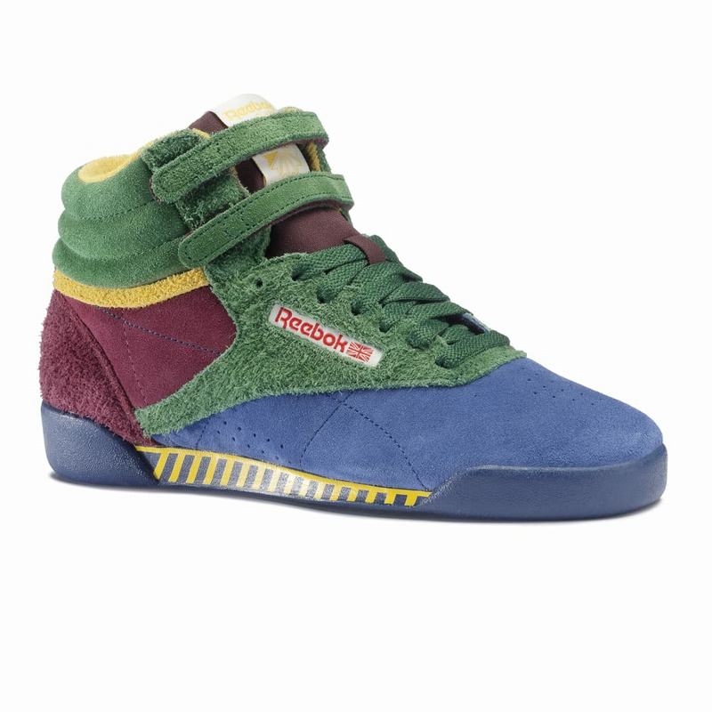 Tenisi Reebok Freestyle Hi Tao Fete Albastri/Visinii/Verzi Romania JV8844CG